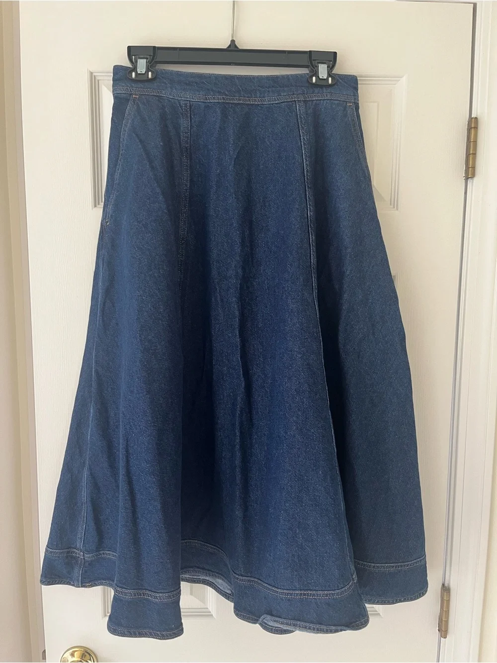 Reformation Jeans Delilah Denim Midi Skirt in Roosevelt, Size 29, Organic Cotton